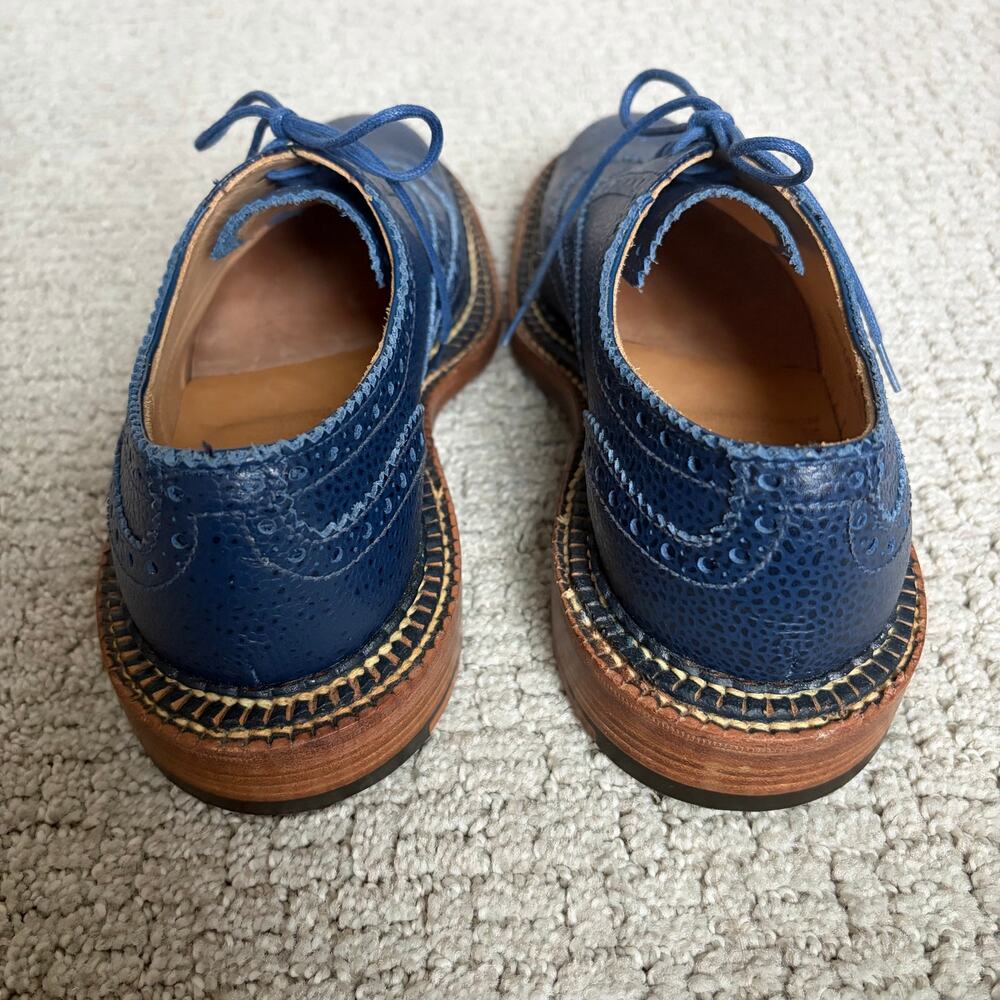 Grenson Archie Triple Welt Navy Pebble Leather Wingtip Shoes Womens 7.5/ Mens 6 - Picture 4 of 9